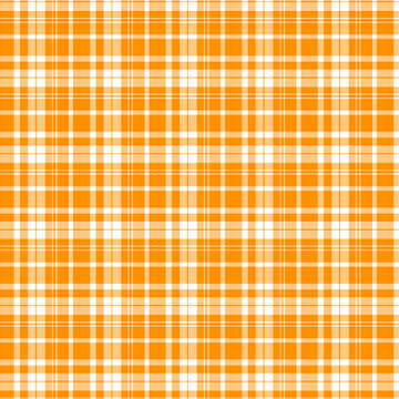 Bright orange tartan check seamless pattern background for print