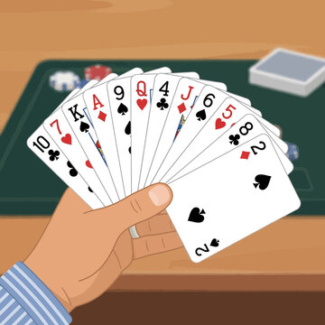 Hand Holding Playing Cards for AQ