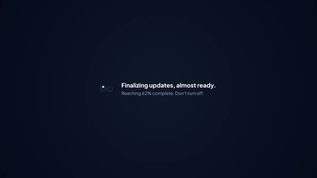 Finalizing Updates Progress Percentage Infinity Loop Graphic Dark UI