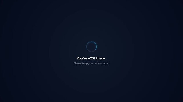 Computer Loading Screen Progress Bar Blue Ring Animation
