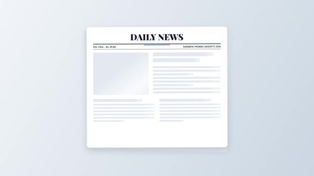 Minimal Daily Newspaper Page Layout Template White Background Concept