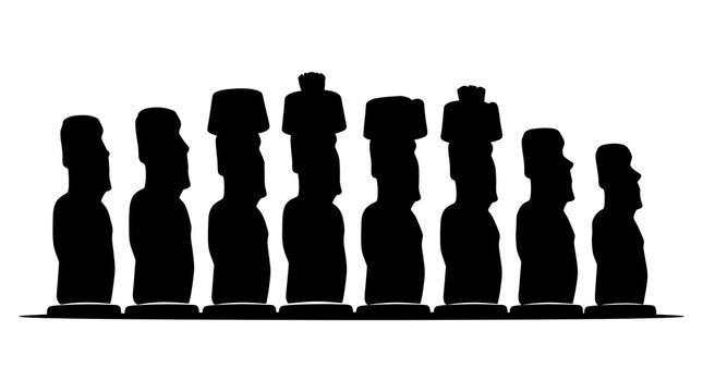 Silhouette of Moai Statues from Easter Island