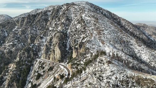 Mount Williamson Aerial Shot Winter Snow Highway Orbit L California USA