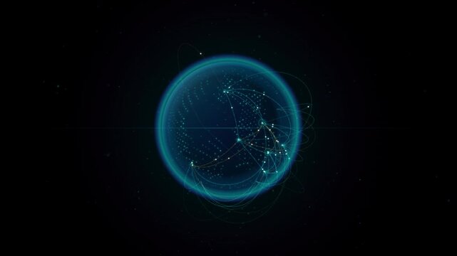Digital globe with interconnected network nodes and data lines
