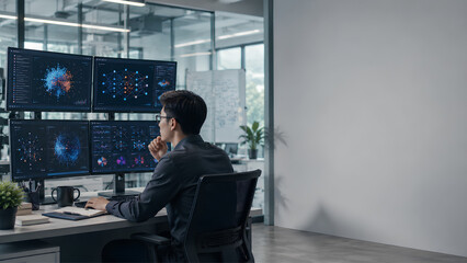 Fototapeta premium Data scientist analyzing machine learning models