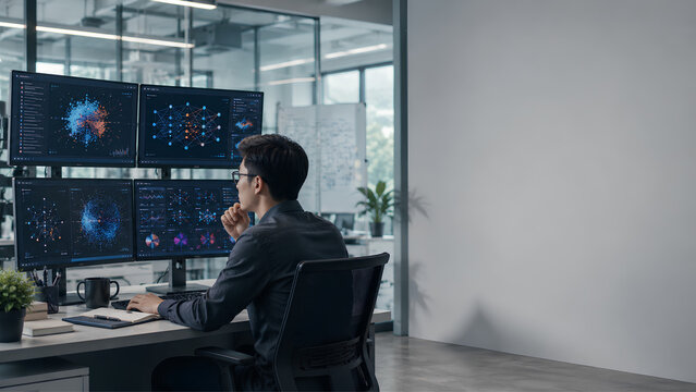 Data scientist analyzing machine learning models