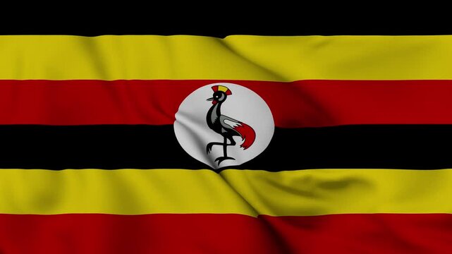 4K animation of the Ugandan national flag waving in the wind