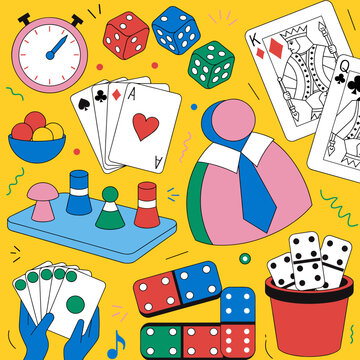 Different colored variety playing cards vector illustration