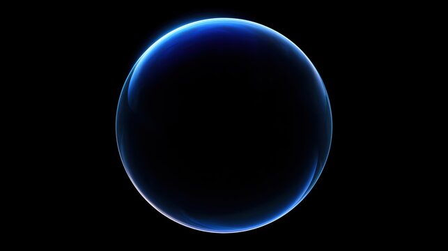 Abstract blue glowing sphere with digital light energy in a futuristic circle orb