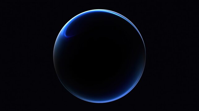 Sphere and glowing blue orb in a minimalist abstract space against a dark void