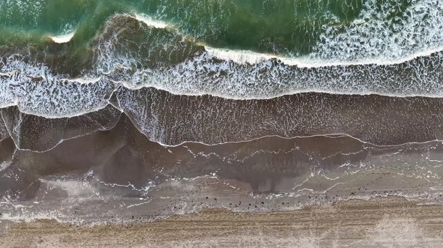 Adriatic Sea Waves and Beach from Above, Italy