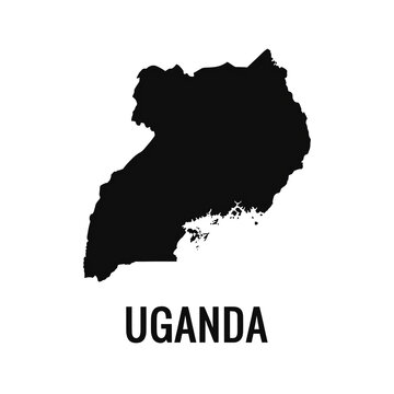 Minimalist black silhouette map of uganda
