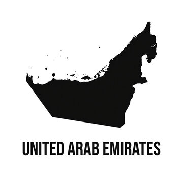 Minimalist black silhouette map of united arab emirates