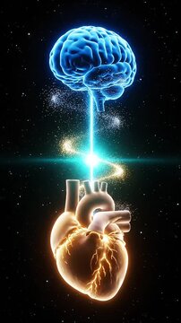Connection between brain and heart in a creative animation
