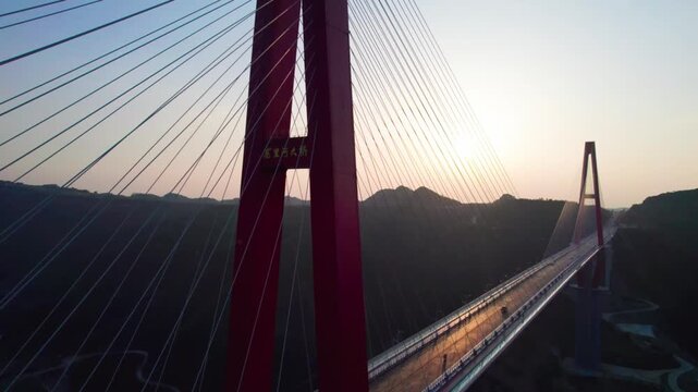 Sunrise Over Guizhou Bridge Panorama 4K