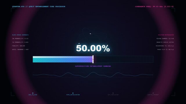 Quantum Computing Loading Progress Bar HUD Interface
