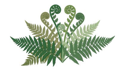 Green fern leaves fiddlehead bouquet botanical element frond branch nature foliage design forest plant vector illustration isolated © NUR ALOM