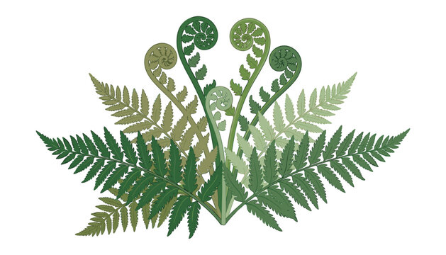 Green fern leaves fiddlehead bouquet botanical element frond branch nature foliage design forest plant vector illustration isolated