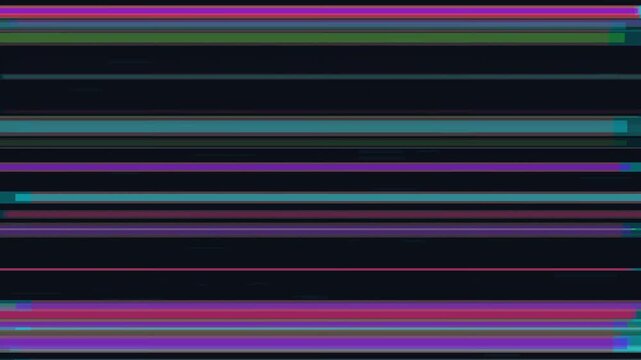 High-definition 1920x1080 15-second seamless abstract visual background featuring digital data corruption signal interference glitch art with a vivid cyberpunk color aesthetic. Ideal for VJ loops, vid