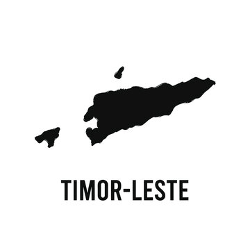 Minimalist black silhouette map of timor leste