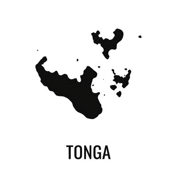 Minimalist black silhouette map of tonga