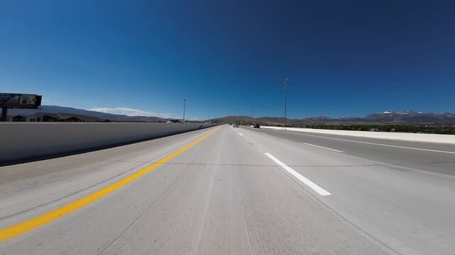 South Reno Freeway 580 and 395 South 05 Front View Driving Plates Nevada USA Ultra Wide