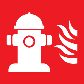 Fire hydrant and flame sign, emergency safety equipment vector icon
