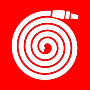Fire hose reel icon, emergency fire safety equipment vector illustration