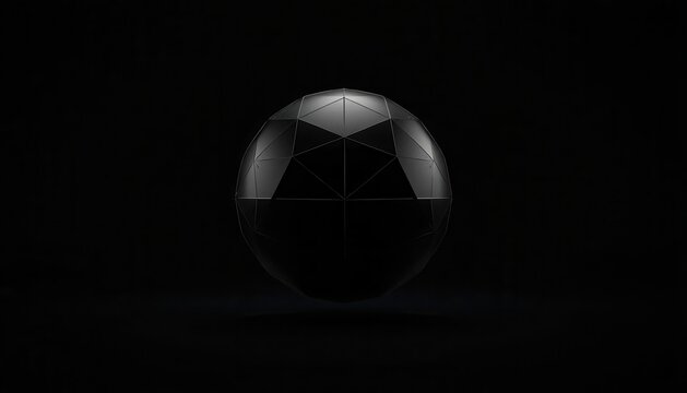 Abstract dark metallic sphere with geometric panels and glowing nodes on a black background geometric ball futuristic sphere metal ball cyberpunk sphere sci fi orb tech sphere abstract