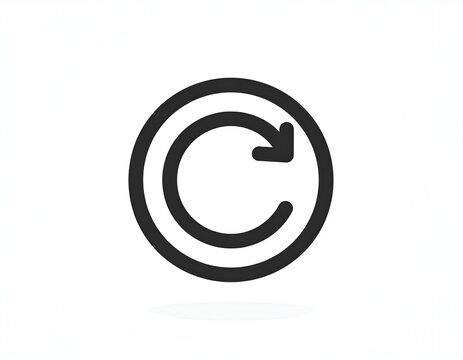 Minimalist black circular refresh arrow vector icon.