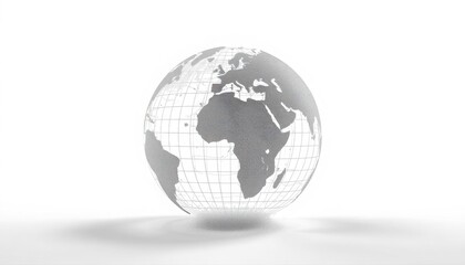 Fototapeta premium Wireframe digital globe earth map made of glowing nodes and connection lines on white background with network map cyber world data connection technology globe internet map global network
