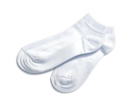 Pair of white ankle socks laid flat together.
