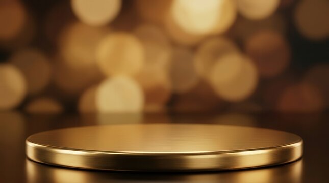 Abstract gold background with a polished floor stage for product showcase.