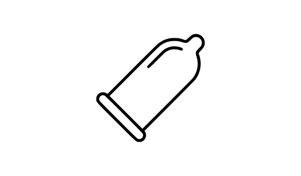 Condom Thin Line Art Vector Icon Isolated on White