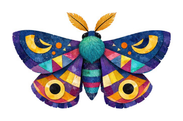 Obraz premium PNG Colorful geometric moth illustration.