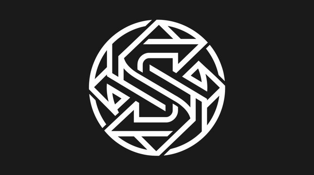 Circular geometric S letter logo with arrows.