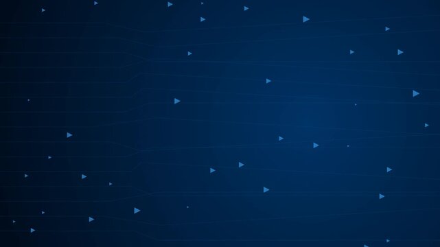 Abstract futuristic technology background animation. Dark blue digital circuit board data transfer concept with moving cyan lines and arrows