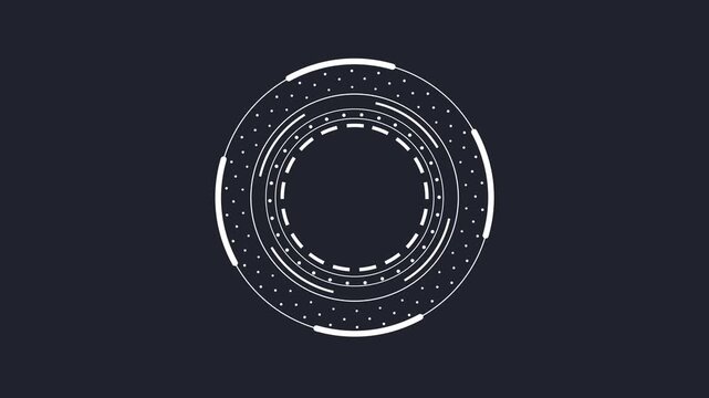 Futuristic hud circle loading animation on dark background, technology abstract graphic interface element, digital interface for games and apps, sci fi background.