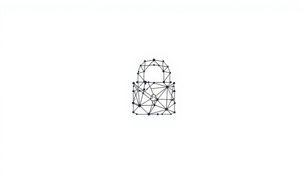 Abstract lock shape formed by connected dots and lines representing cybersecurity and data protection concept with cybersecurity security protection connection technology abstract information