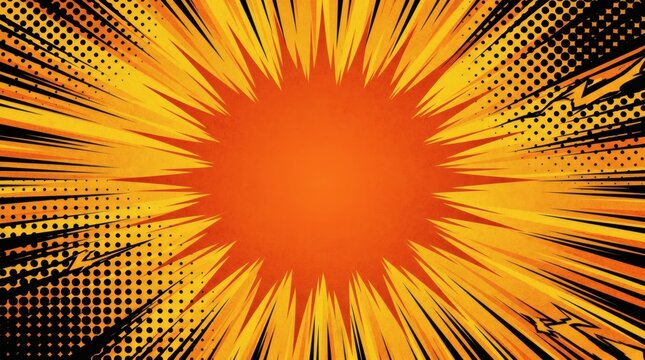 Vibrant comic book style explosion with halftone pattern