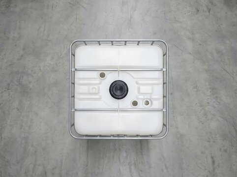 Modern white electric meter box with digital display for home energy consumption measurement. ibc container