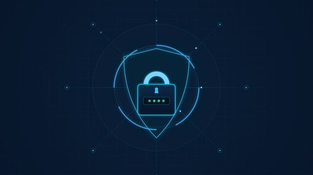Secure cloud storage motion graphic representing data protection, cloud computing, cybersecurity, encrypted storage, privacy, secure access, and digital infrastructure.
