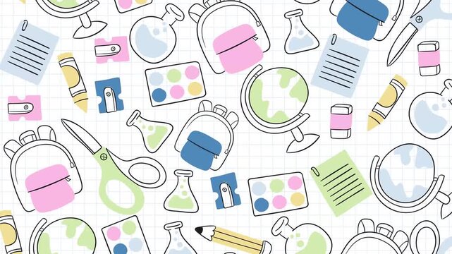 Back to School Overlay Animation &ndash; Colorful Education Graphics and School Elements in 4K