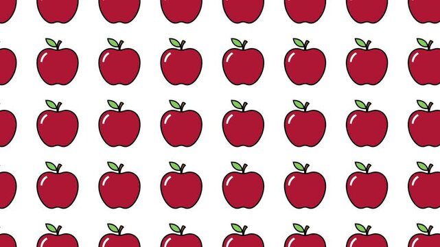 Repeating pattern featuring vibrant red apples illustrated against flat white background suitable graphic design texture usage