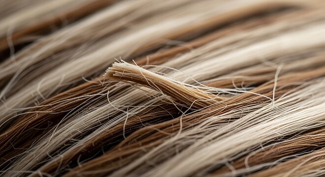 Macro view of human hair strands highlighting texture and color highlights
