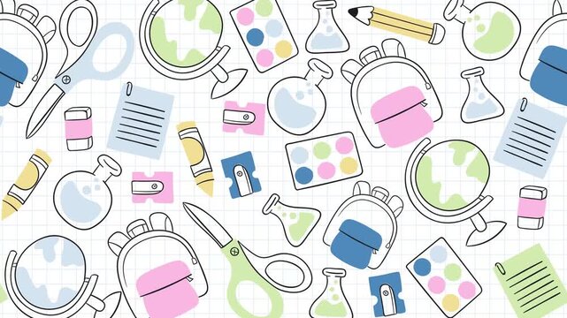 Back to School Overlay Animation &ndash; Colorful Education Graphics and School Elements in 4K