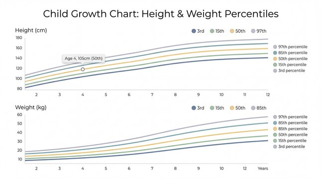 Child Growth Chart Infographic Illustrating Height and Weight Percentiles for Pediatric Monitoring