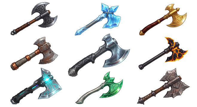 Fantasy Battle Axe Weapon Icon Set