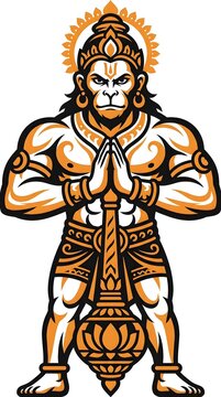 Lord hanuman vector illustration depicting strength and devotion with mace weapon