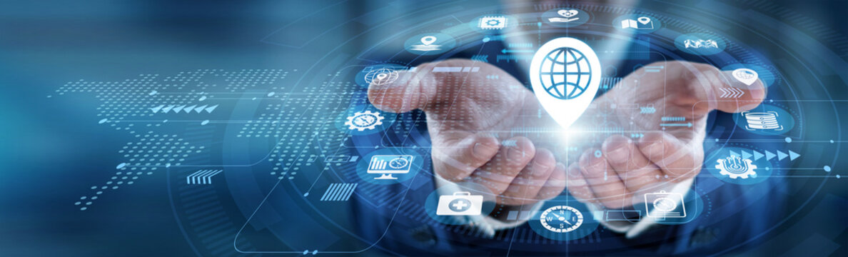 Geographic information systems. Professional spatial mapping tools. Location data analysis. Earth observation technology. Surveyor hands hold GIS map, plotting terrain points with precise accuracy.